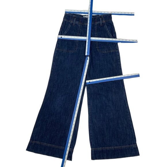 Anthropologie Pilcro Ultra High Rise Wide Leg Jeans 27 Blue Button Fly Feminine - Picture 5 of 12